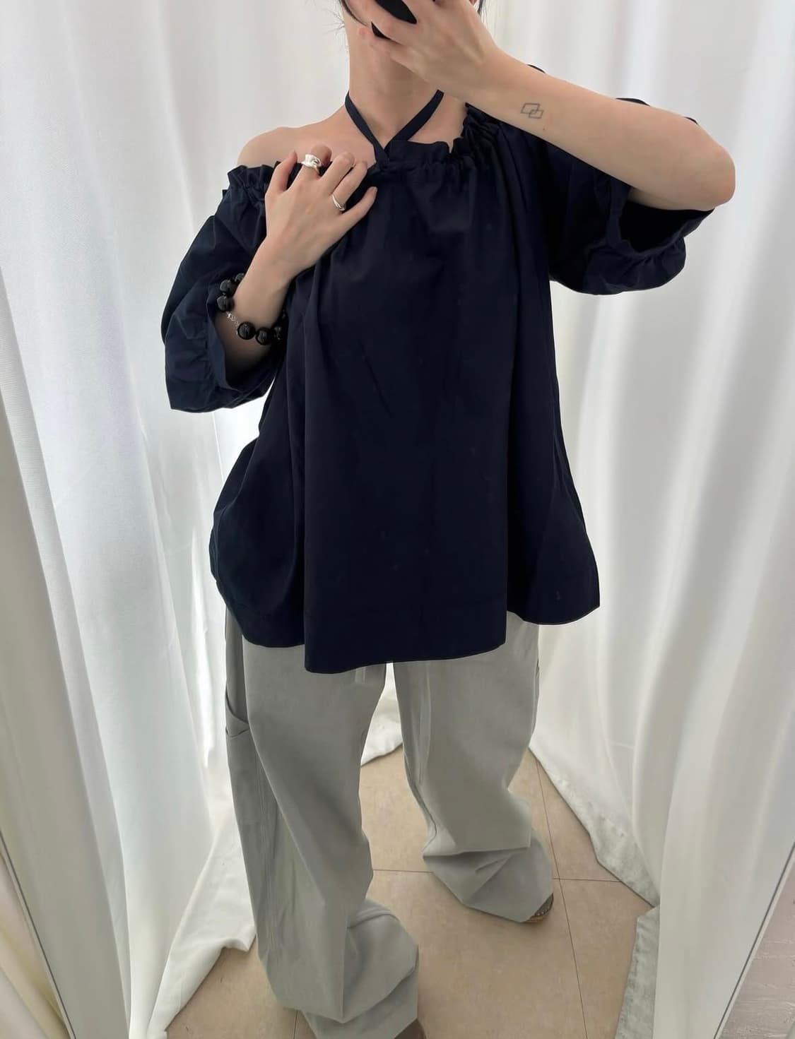 amorshaee 아모르샤이 셔링탑 네이비 새상품 상품이미지3