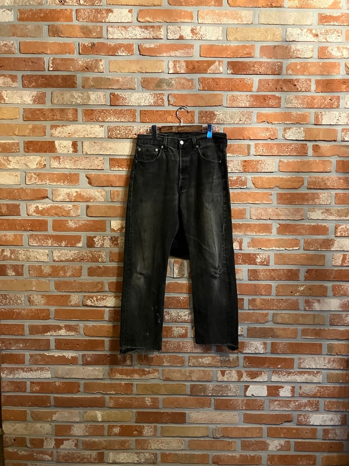 USA 빈티지 리바이스 501 0660 블랙진 흑청 데님 팬츠 상품이미지1