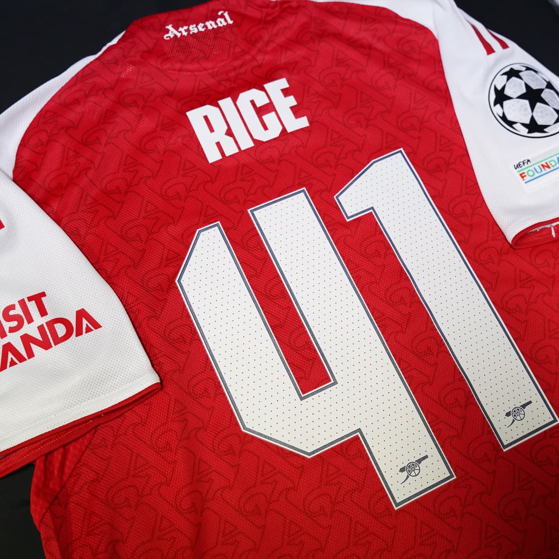 [국내 XL][어센틱]25/26 아스날 라이스 챔피언스리그 홈 유니폼 상품이미지4