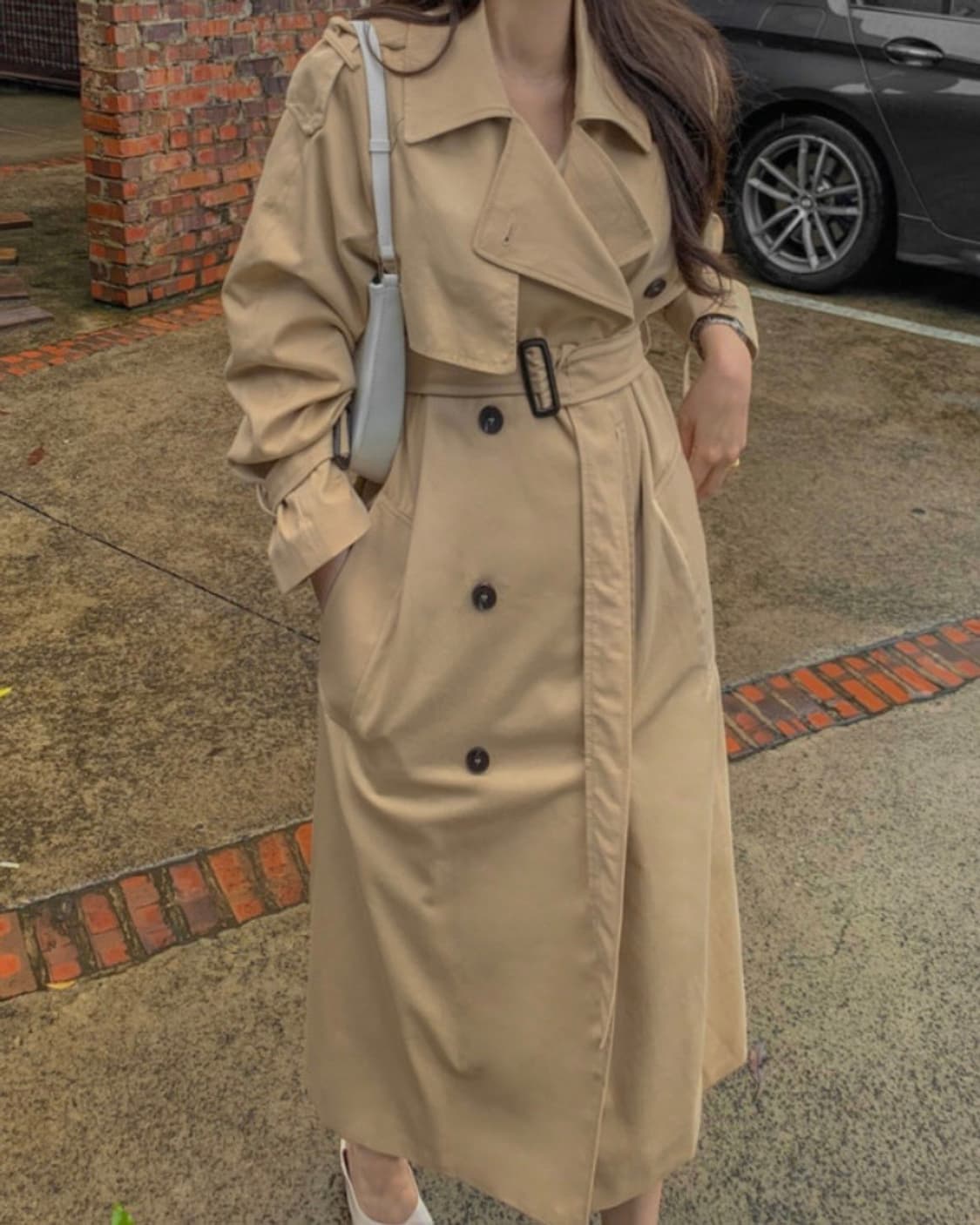 베이지 롱 트렌치 코트 상품이미지1