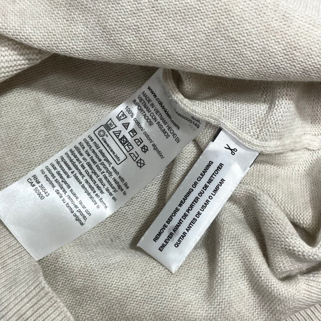 캘빈클라인 시그니처로고 베이지 면 니트 여성S 상품이미지9