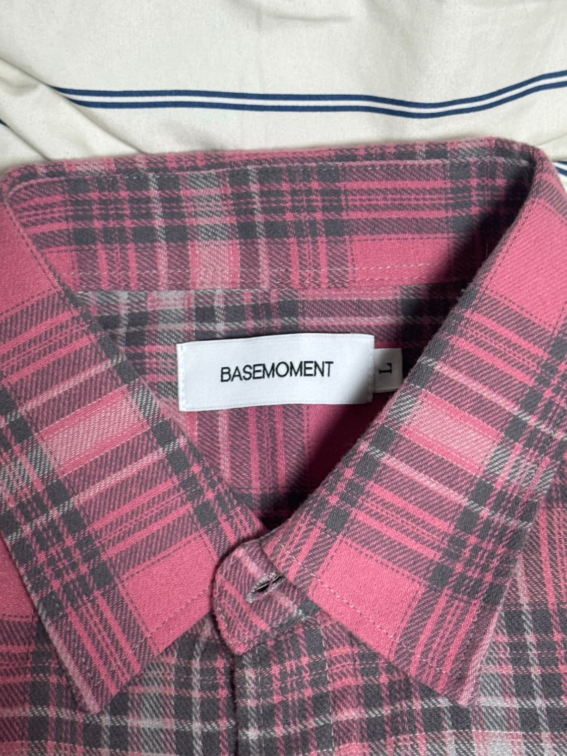 베이스모먼트 - 플란넬 플레이드 체크 셔츠 핑크 상품이미지5