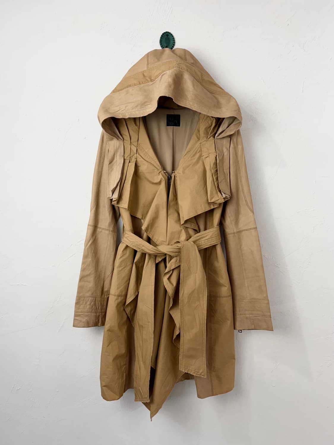 beatrice 고트 레더 믹스드 롱 자켓 상품이미지1