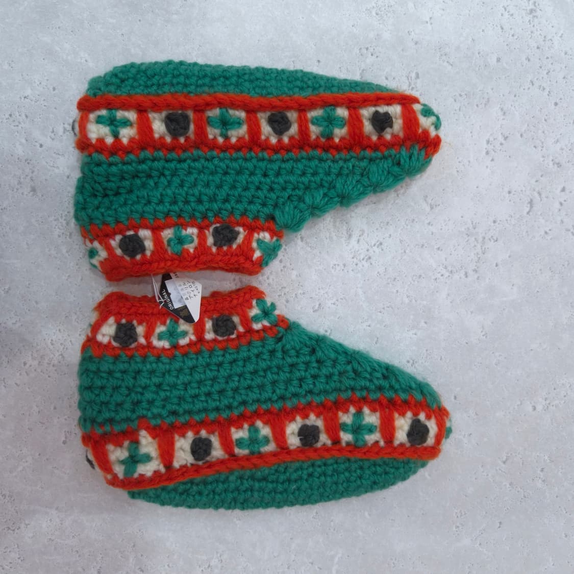그린 레드 손뜨개 코바늘 니트 빈티지 룸슈즈 상품이미지2