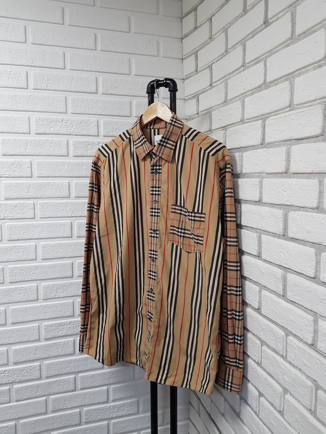 [xl/105/정품] 버버리 패치워크 포플린 스판셔츠 상품이미지1