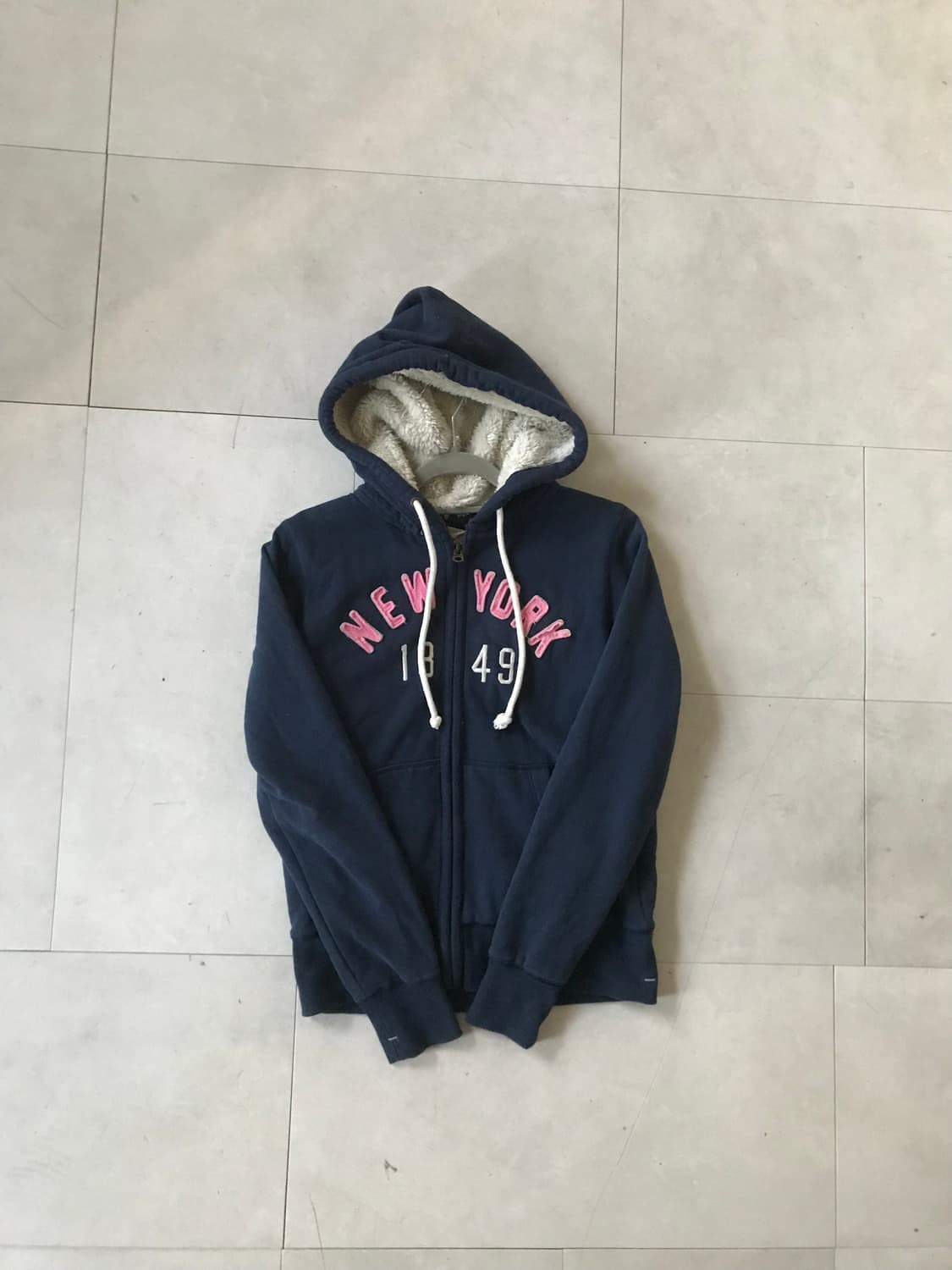 후아유 네이비 퍼후드집업 상품이미지6