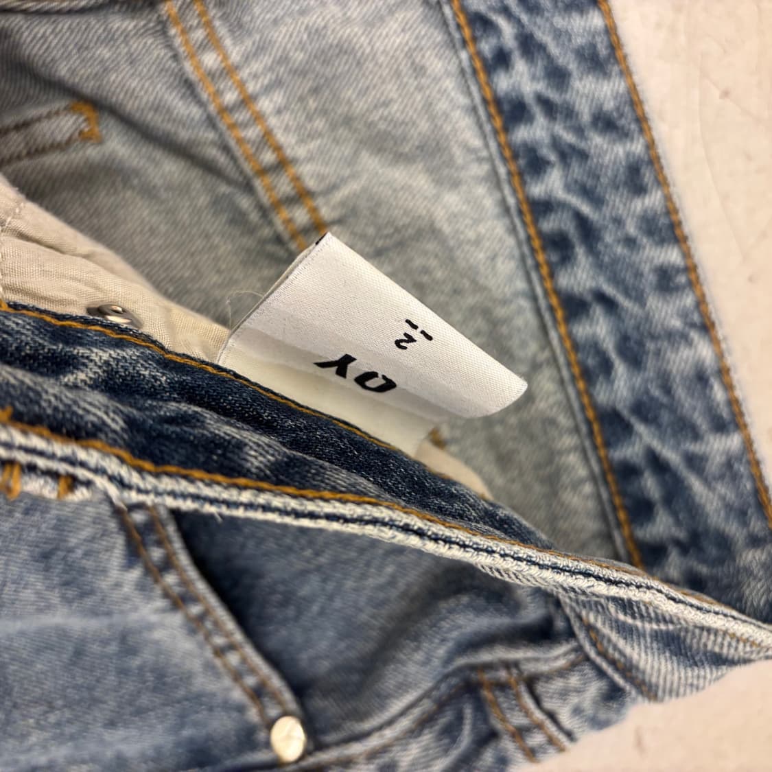 오와이 디테일 워싱 와이드 데님 팬츠 상품이미지4