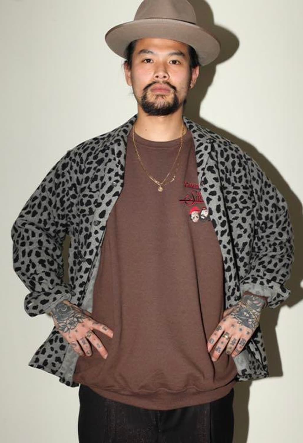 [L] 와코마리아 레오파드 울 셔츠 그레이 상품이미지2