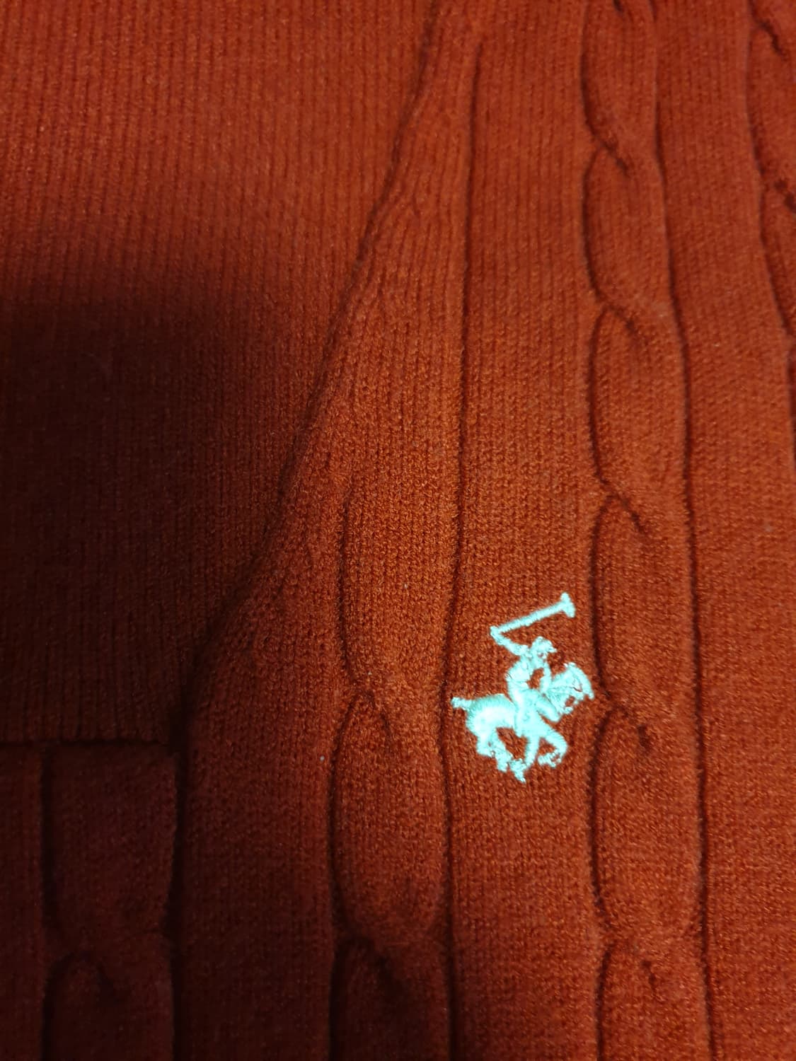 비버리힐스폴로클럽 케이블 하이넥 딱붙핏 하프집업 니트 레드(S) 상품이미지2