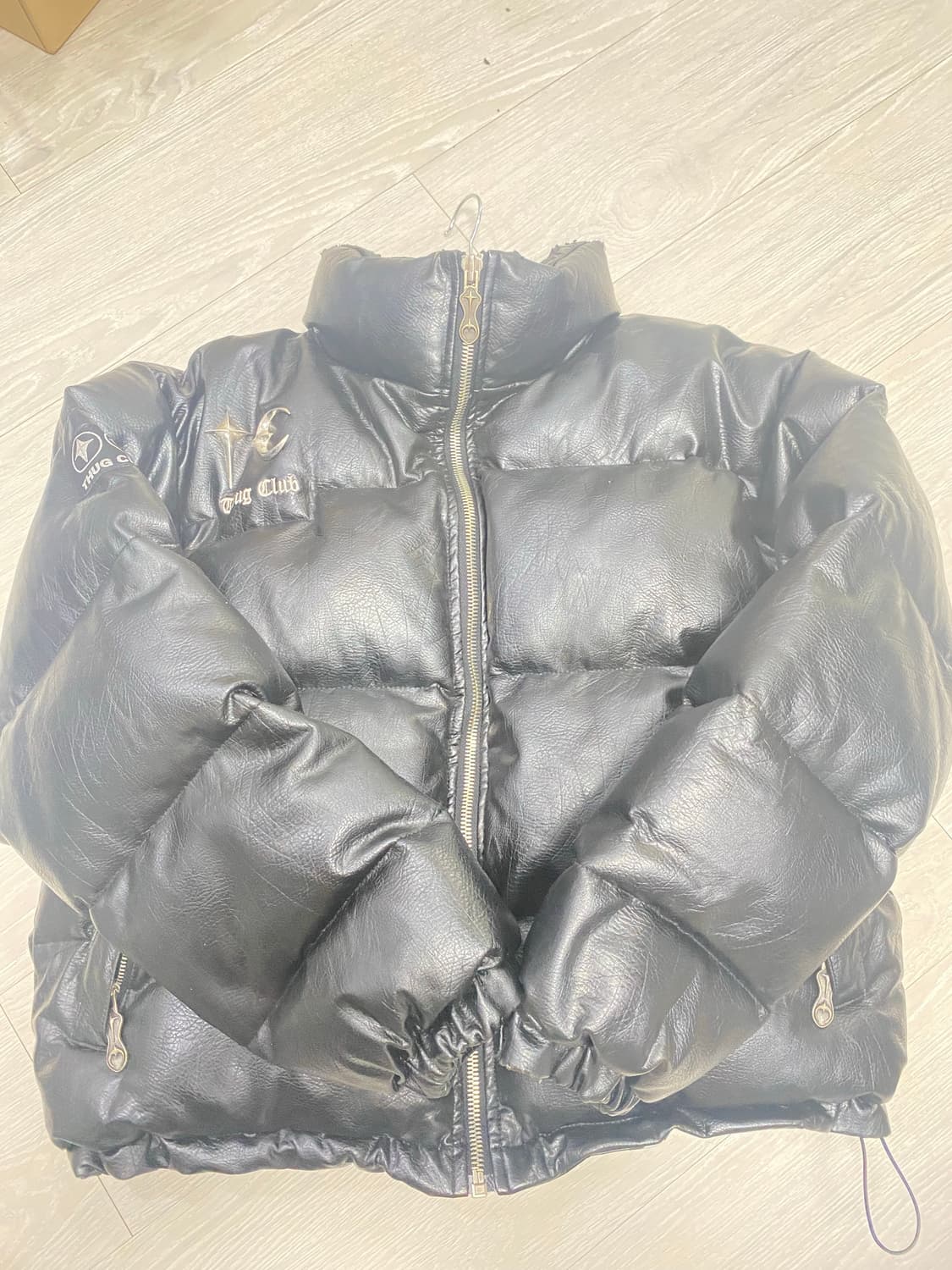 (1)떠그클럽 레더패딩 블랙 상품이미지1