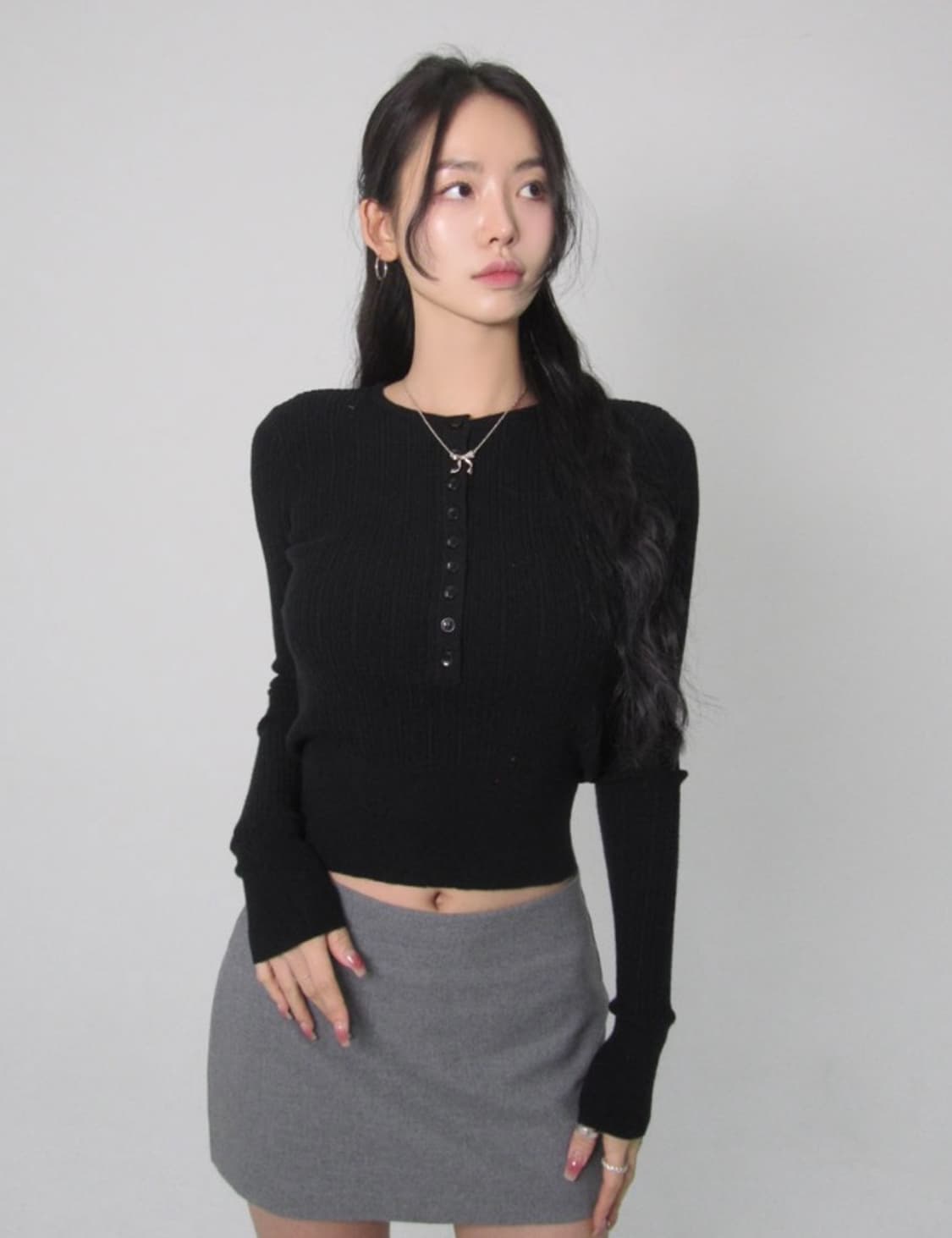 페일제이드 버튼 리브드 니트 탑 핑크 상품이미지3