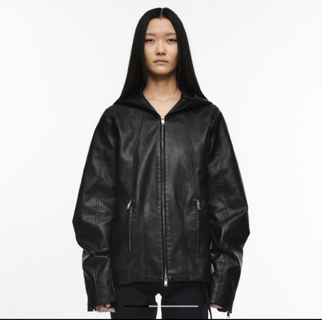 (구해요) SEAM LINE LEATHER HOODIE JACKET 상품이미지1