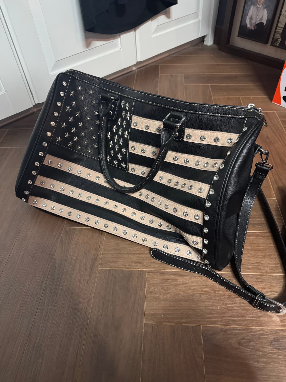 Montana West 성조기 위켄더백 더플백 블랙 상품이미지4