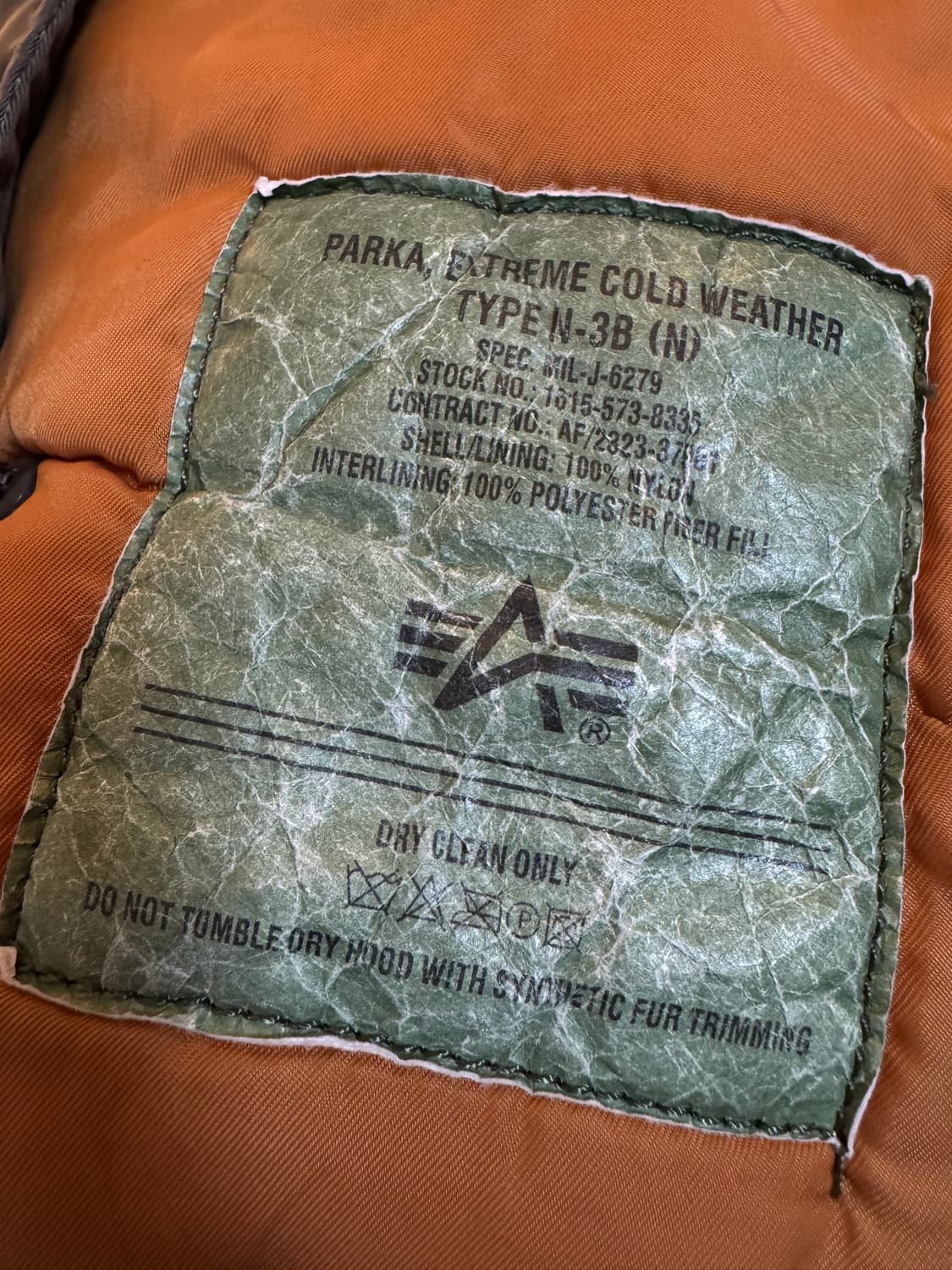 (M)알파인더스트리 N3B 파카 자켓 카키 상품이미지3