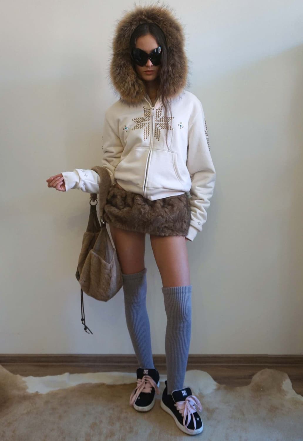 Sculptor 스컬프터 퍼 트리밍 후드 집업 더티 화이트 상품이미지9