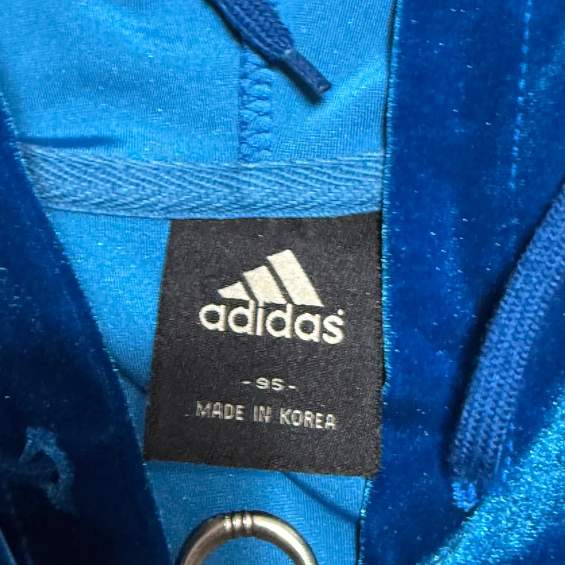 95 아디다스 벨벳 블루 후드 집업 상품이미지4