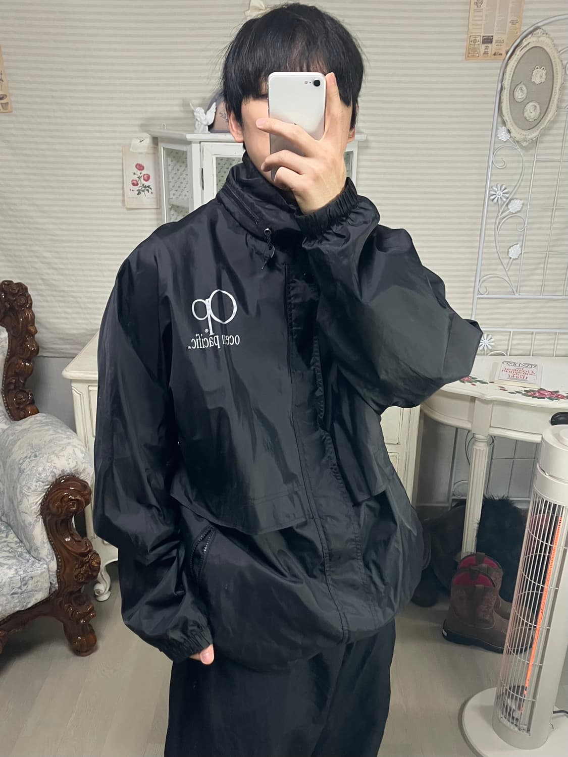 빈티지 오피 블랙 바람막이 840 y2k 스트릿 모리 갸루 일본빈티지 펑 상품이미지2