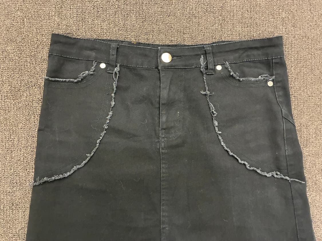 M)Japanese vintage 여성 데미지 디테일 흑청 롱 스커트 상품이미지4