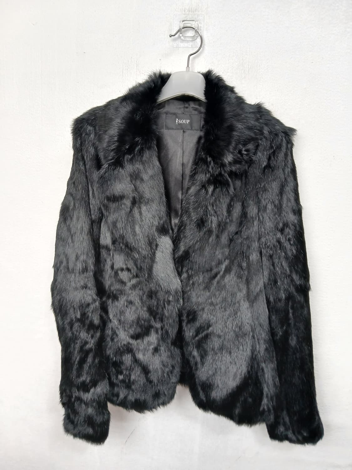 SOUP 블랙 천연토끼털 퍼 자켓 90 S 상품이미지1