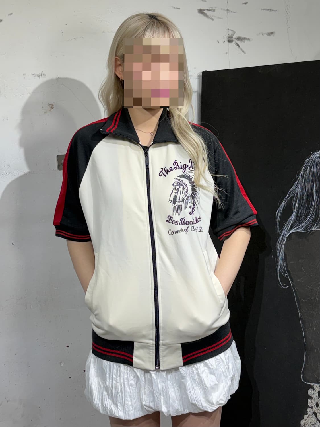 JPN 일본 빈티지 오리엔탈 프린팅 반팔 져지 자켓 M 상품이미지7