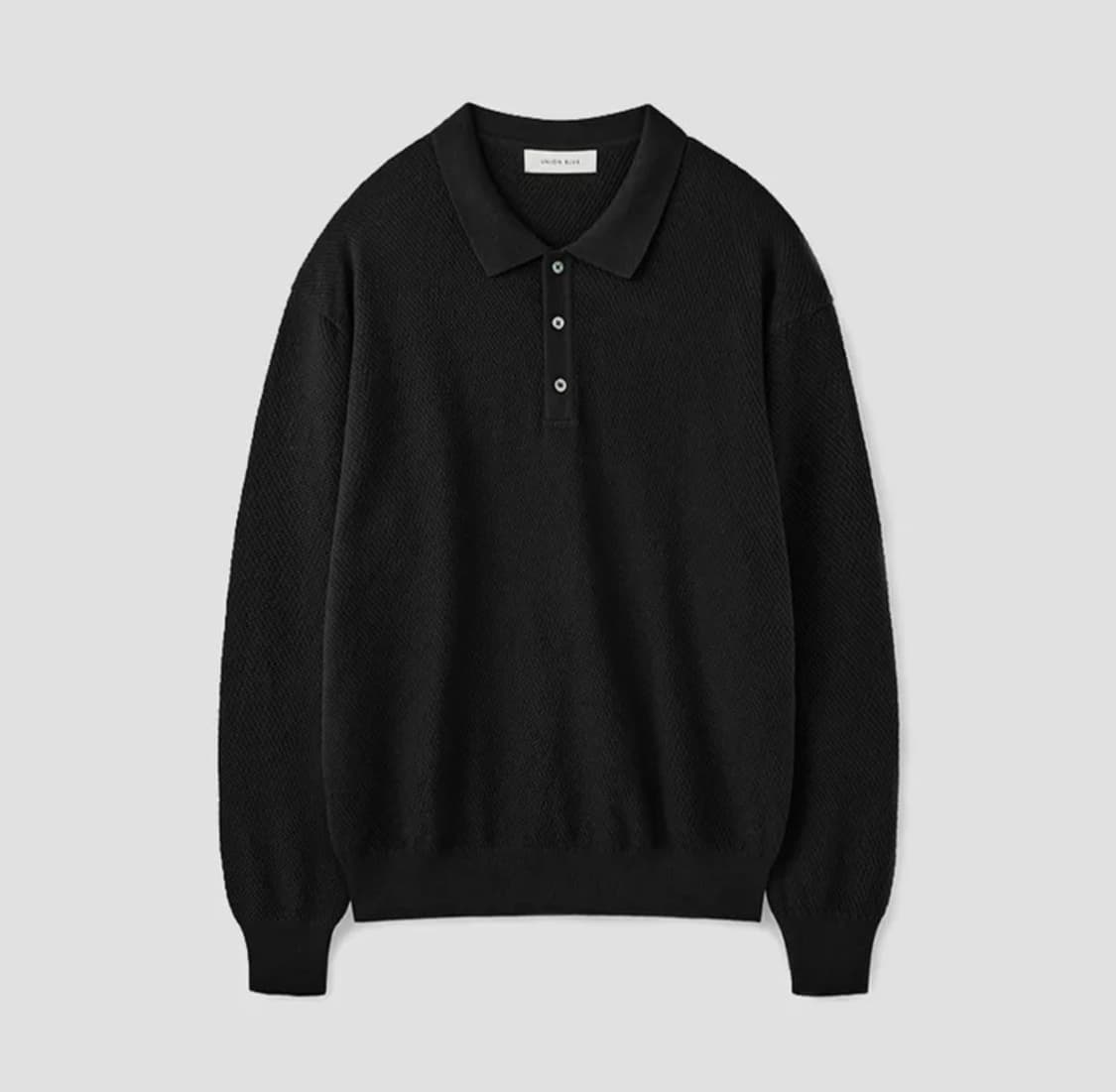 유니온블루 HARD TWIST TRIP POLO KNIT [BLACK] 상품이미지2