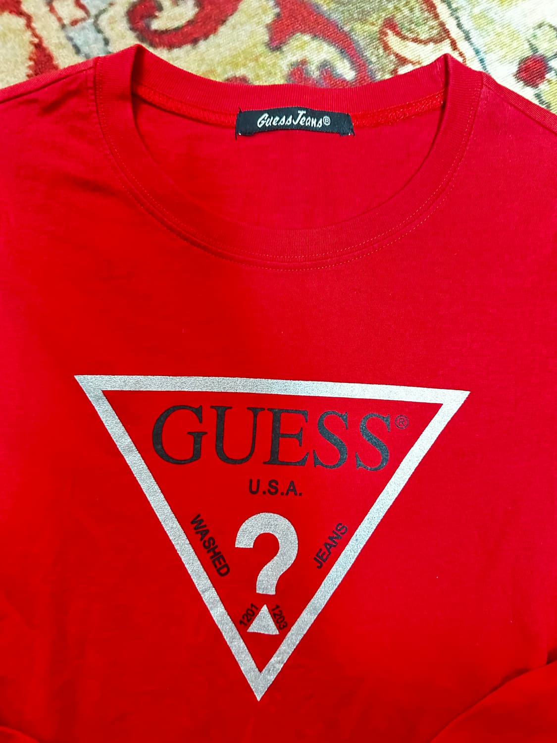 게스 레드 로고 긴팔 티셔츠 S 상품이미지2