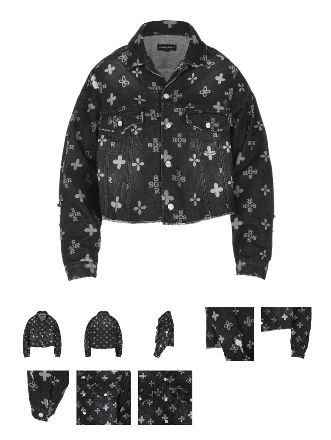 써저리 모노그램 클로버 트러커자켓 블랙 데님 M 상품이미지6
