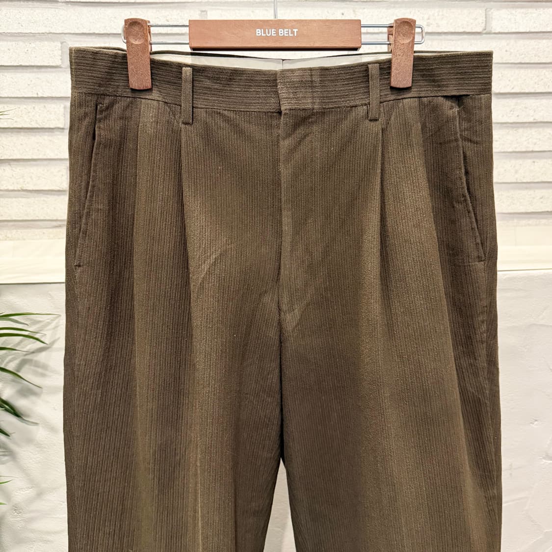 JPN VINTAGE 골지 코튼 슬랙스 핀턱 디테일 와이드핏 브라운 상품이미지4