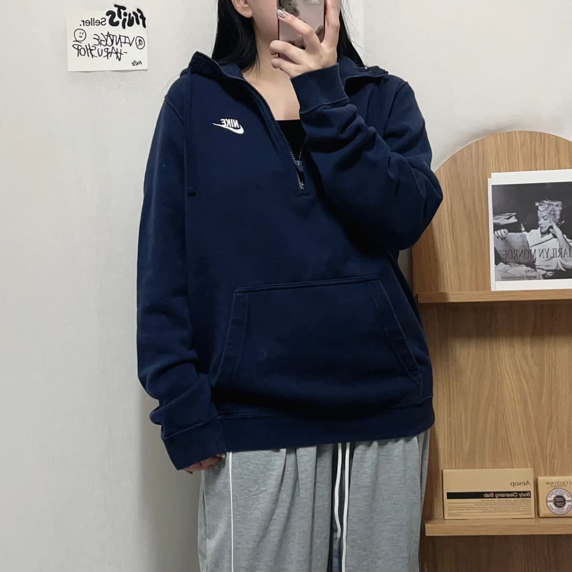 [정품] 나이키 네이비 푸츄라 반집업후드티 [ M ] 상품이미지3