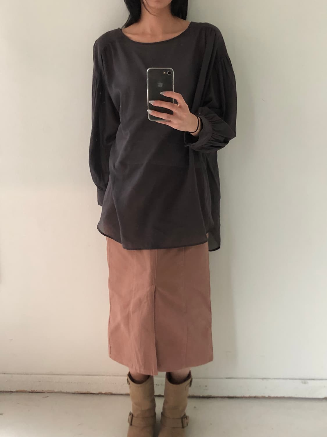 일본빈티지 핀턱 블라우스 상품이미지1