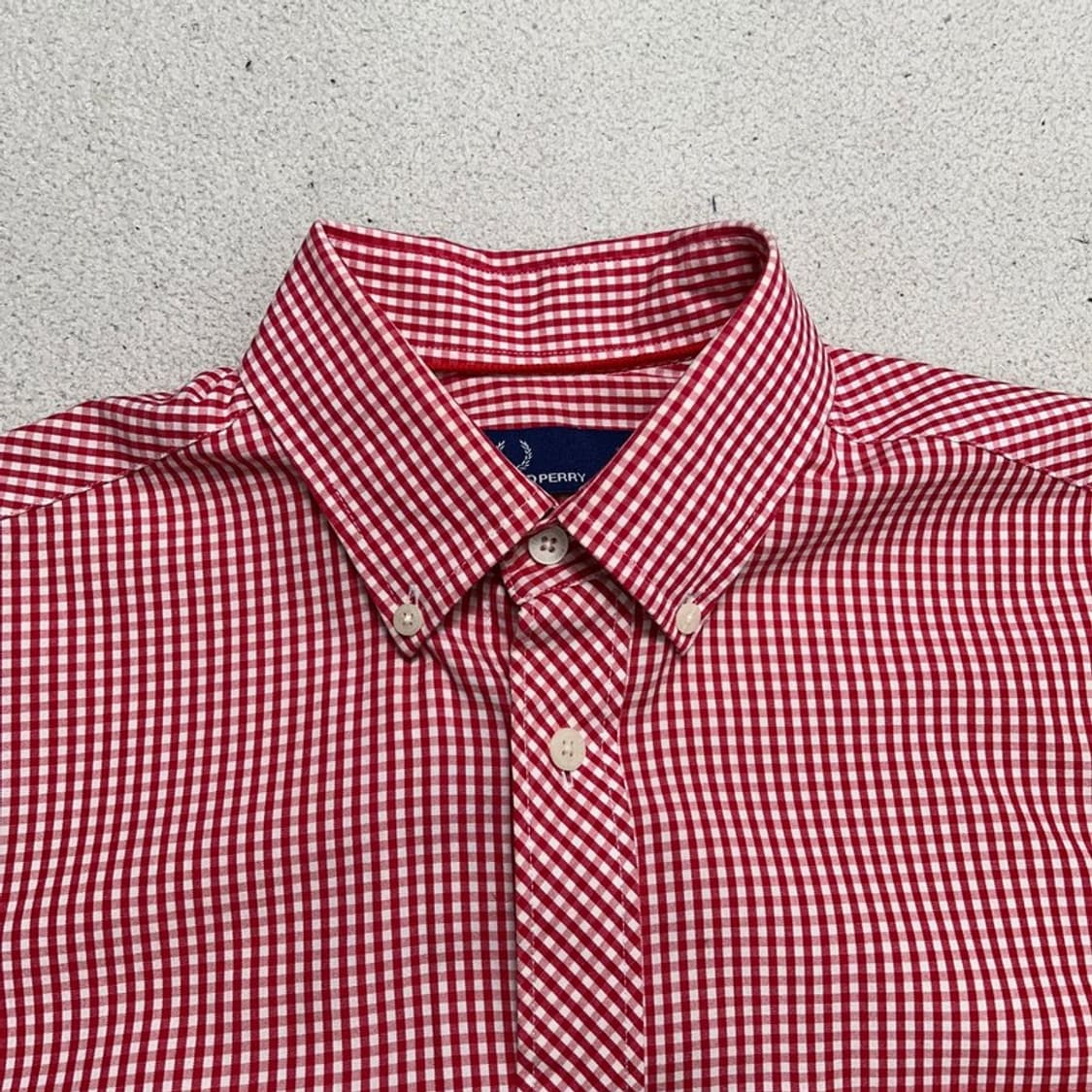 FRED PERRY 깅엄 반팔 셔츠 S 상품이미지5