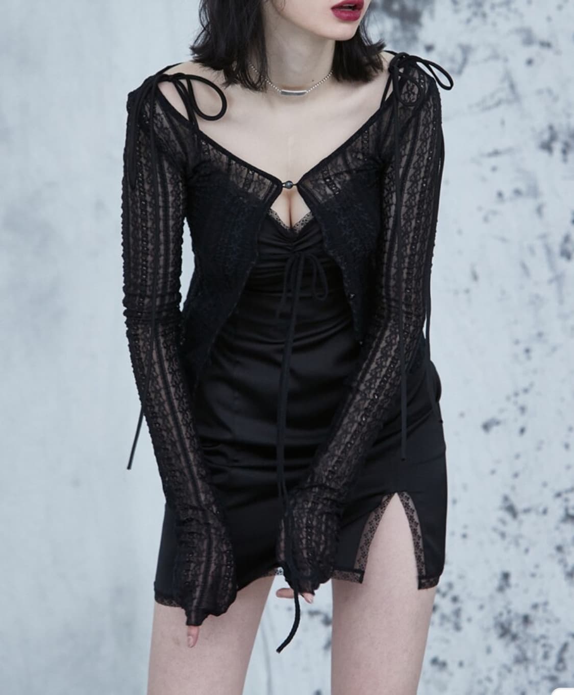 페인오어플레져 레이스 스트랩 가디건 상품이미지2