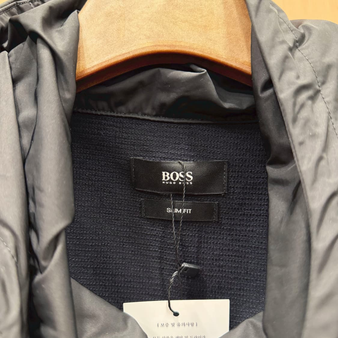 휴고 보스 코튼 저지 후드 집업 나일론 배색 디테일 슬림핏 블랙 상품이미지6