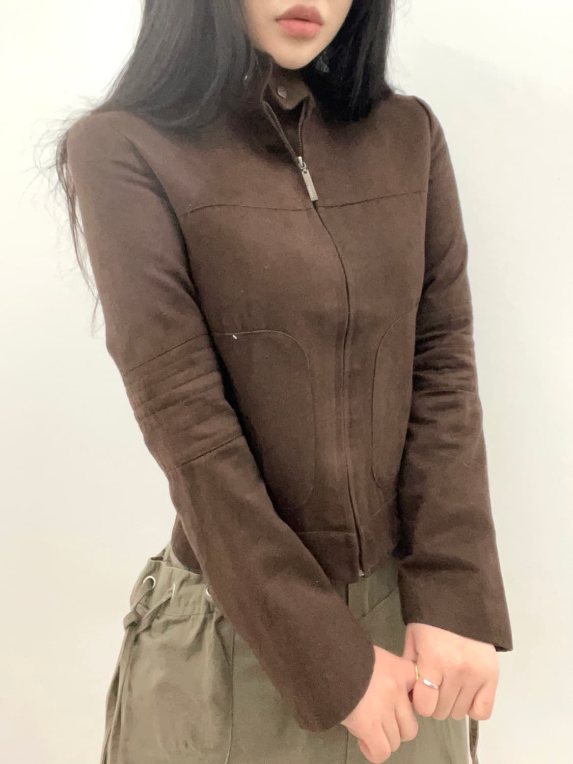 brown suede biker jacket 상품이미지1