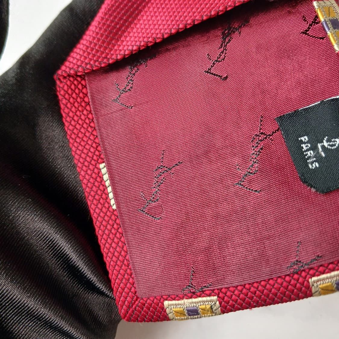 입생로랑 실크 레드 자카드 넥타이 9.6cm A등급 E958 상품이미지6