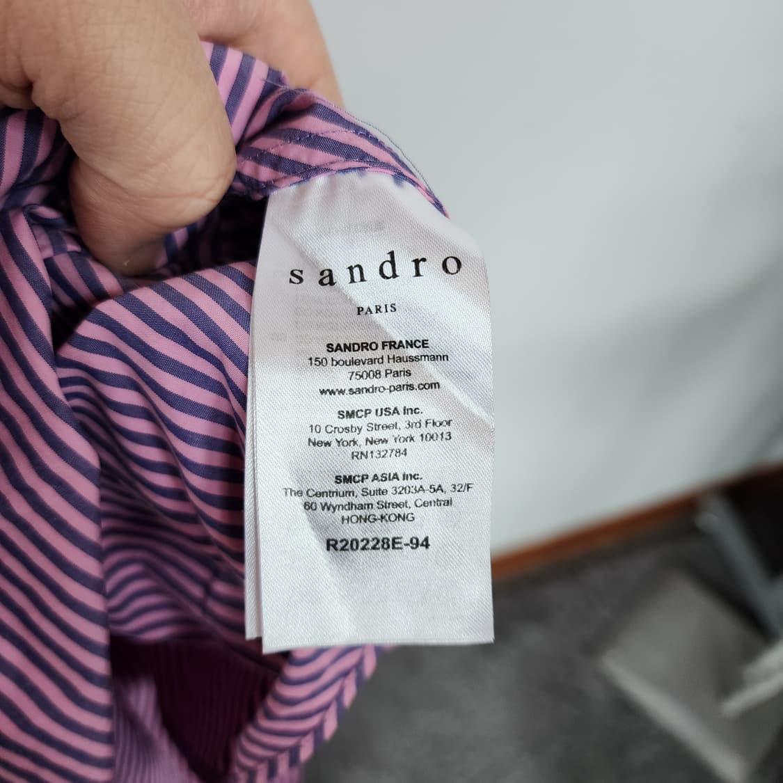 산드로 보라색 스트라이프 V넥 플레어 원피스 상품이미지5