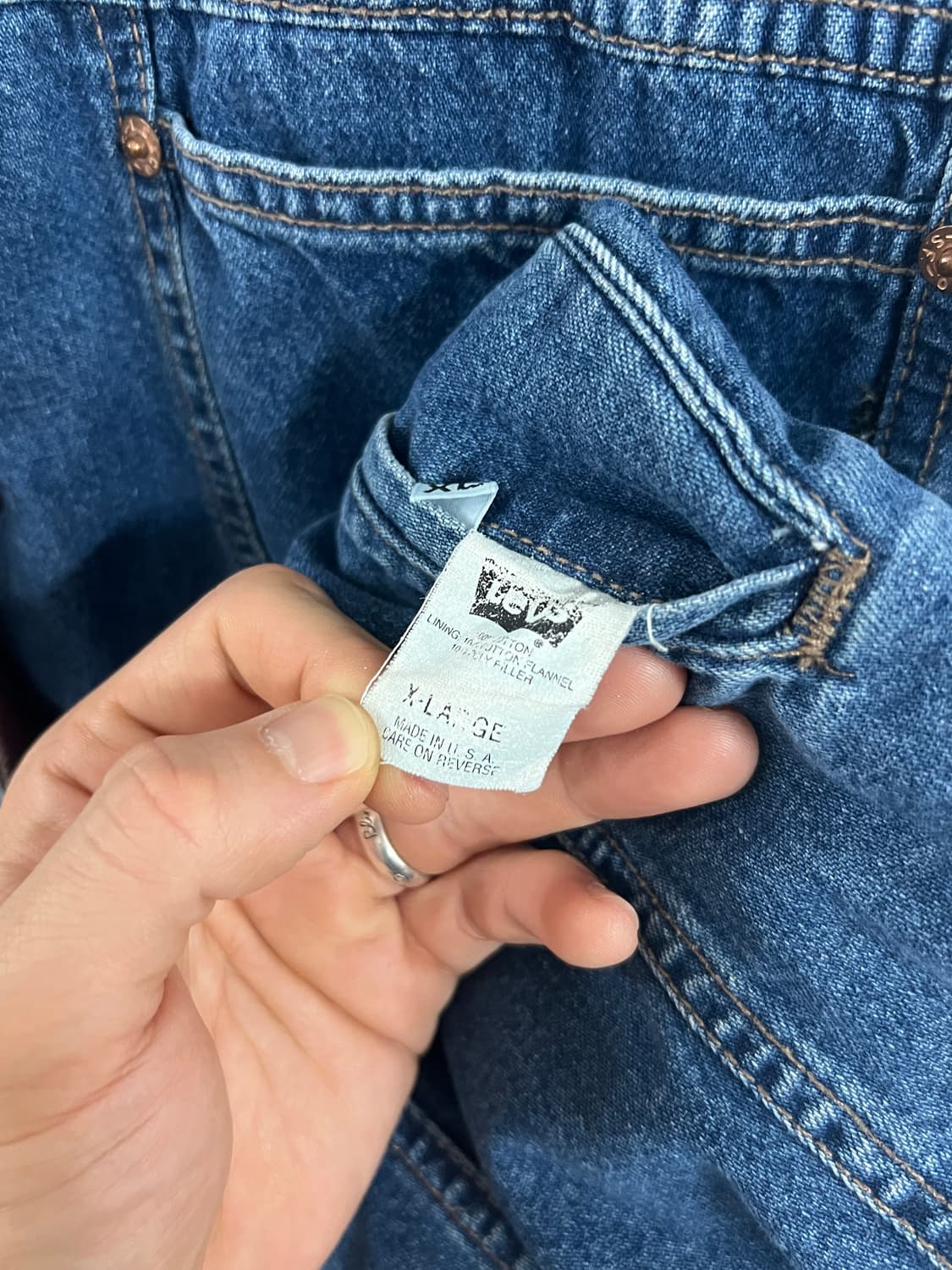 90s Levis USA 리버시블 체크 데님 웨스턴 베스트  상품이미지7