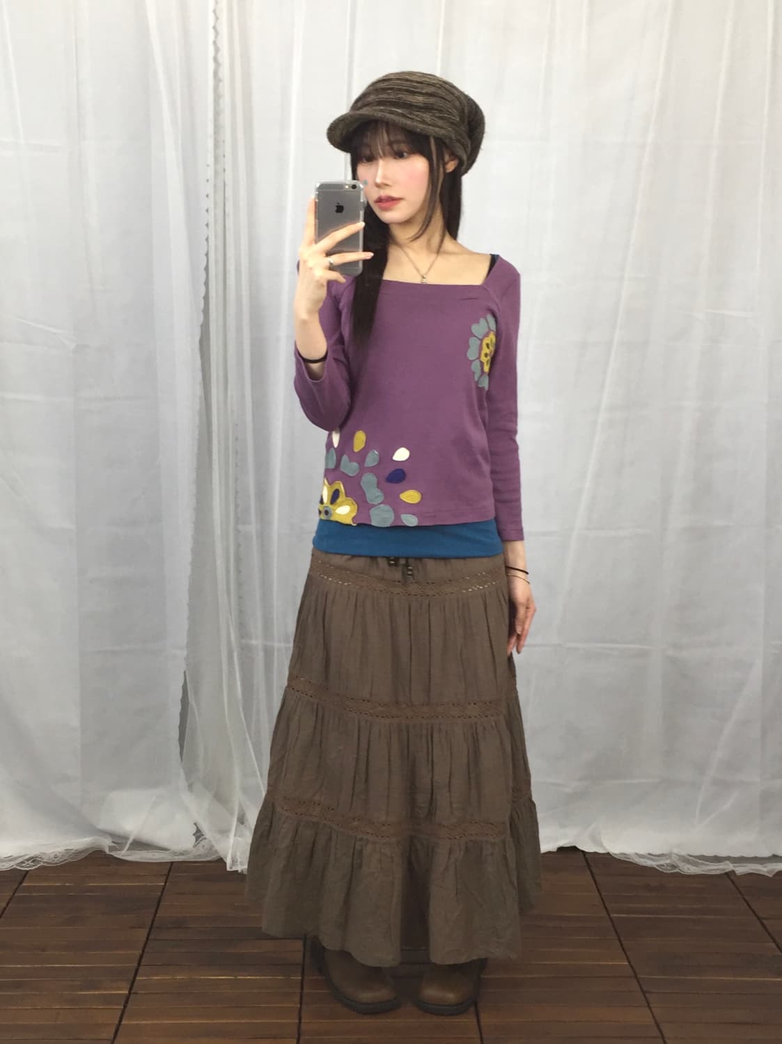 'Jocomomola' Purple Flower Applique Top 상품이미지2
