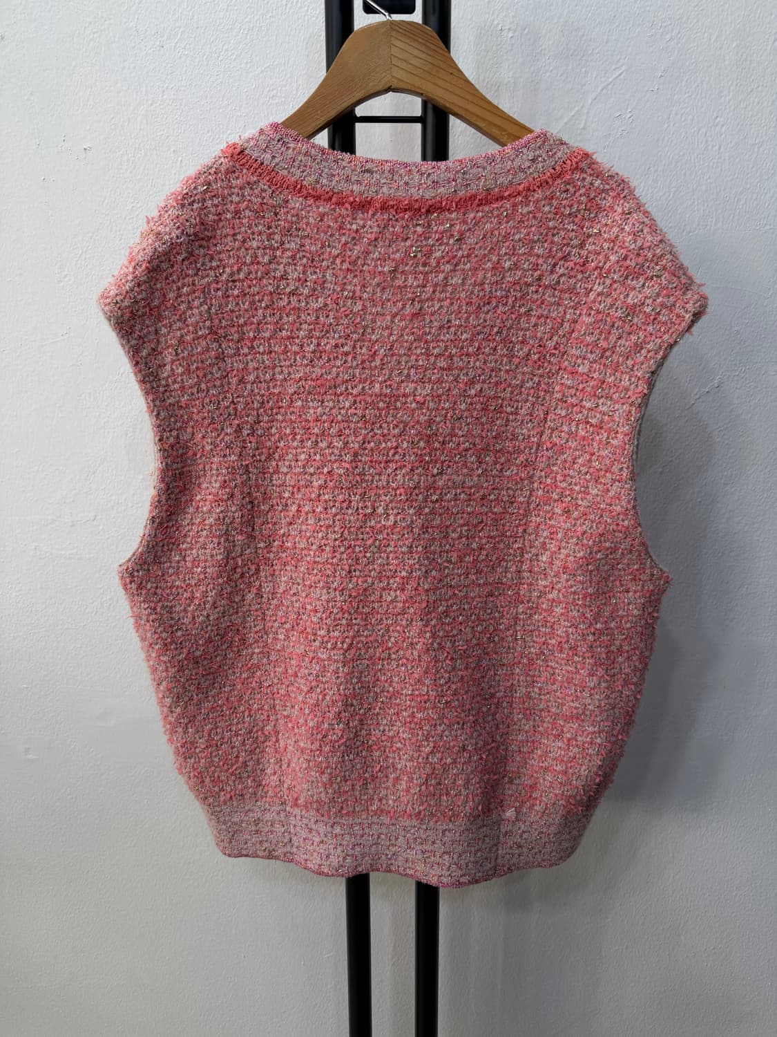 정품) TIME 타임 한섬 핑크 트위드 반팔 가디건 90 F 상품이미지5