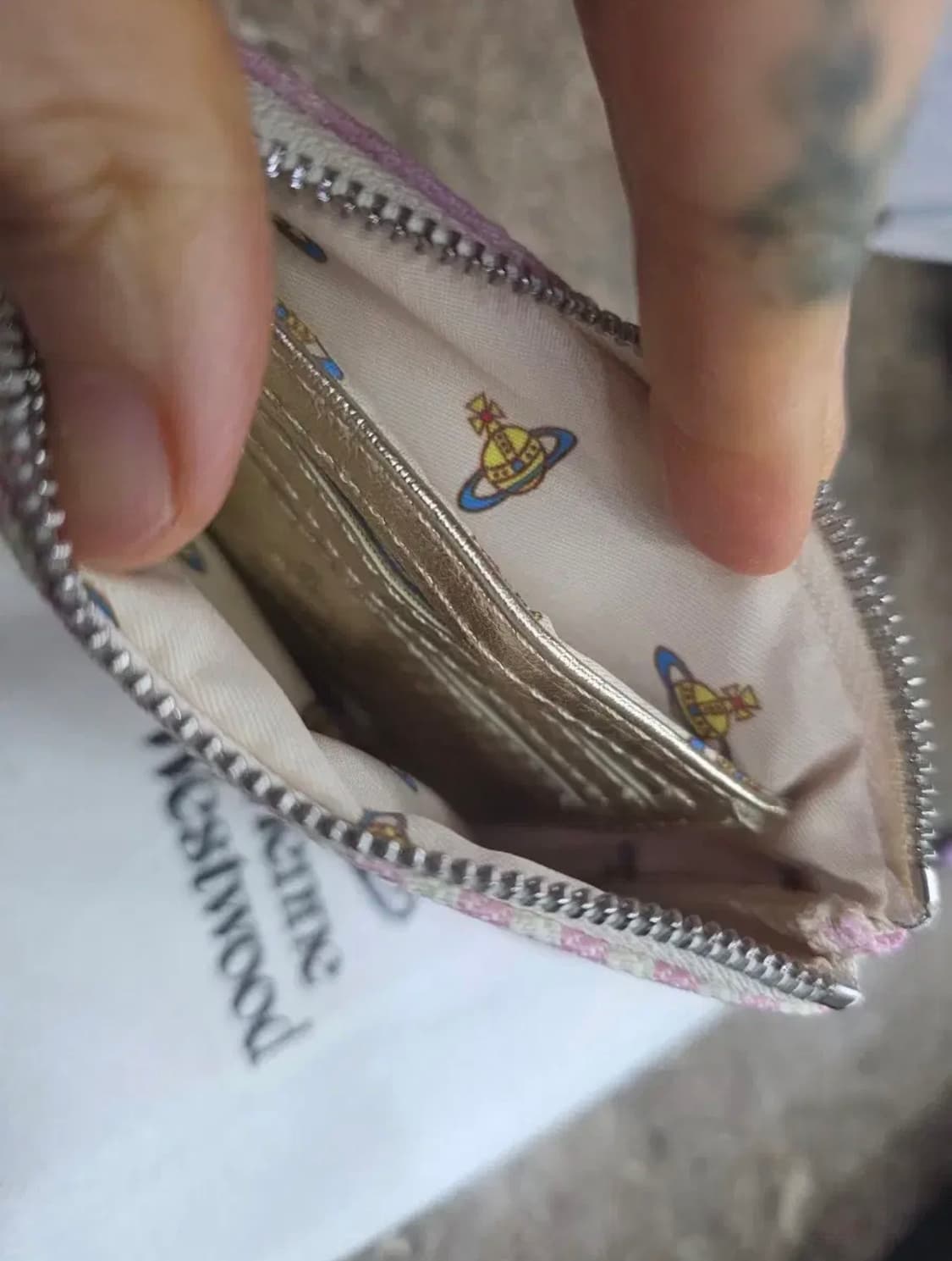 (미사용) 비비안웨스트우드 아카이브 야스민 핑크 체크 지갑 동전 카드 상품이미지3