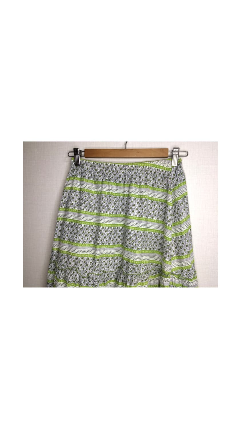 빈티지 그린 플라워 모리걸 밴딩 스커트 상품이미지2