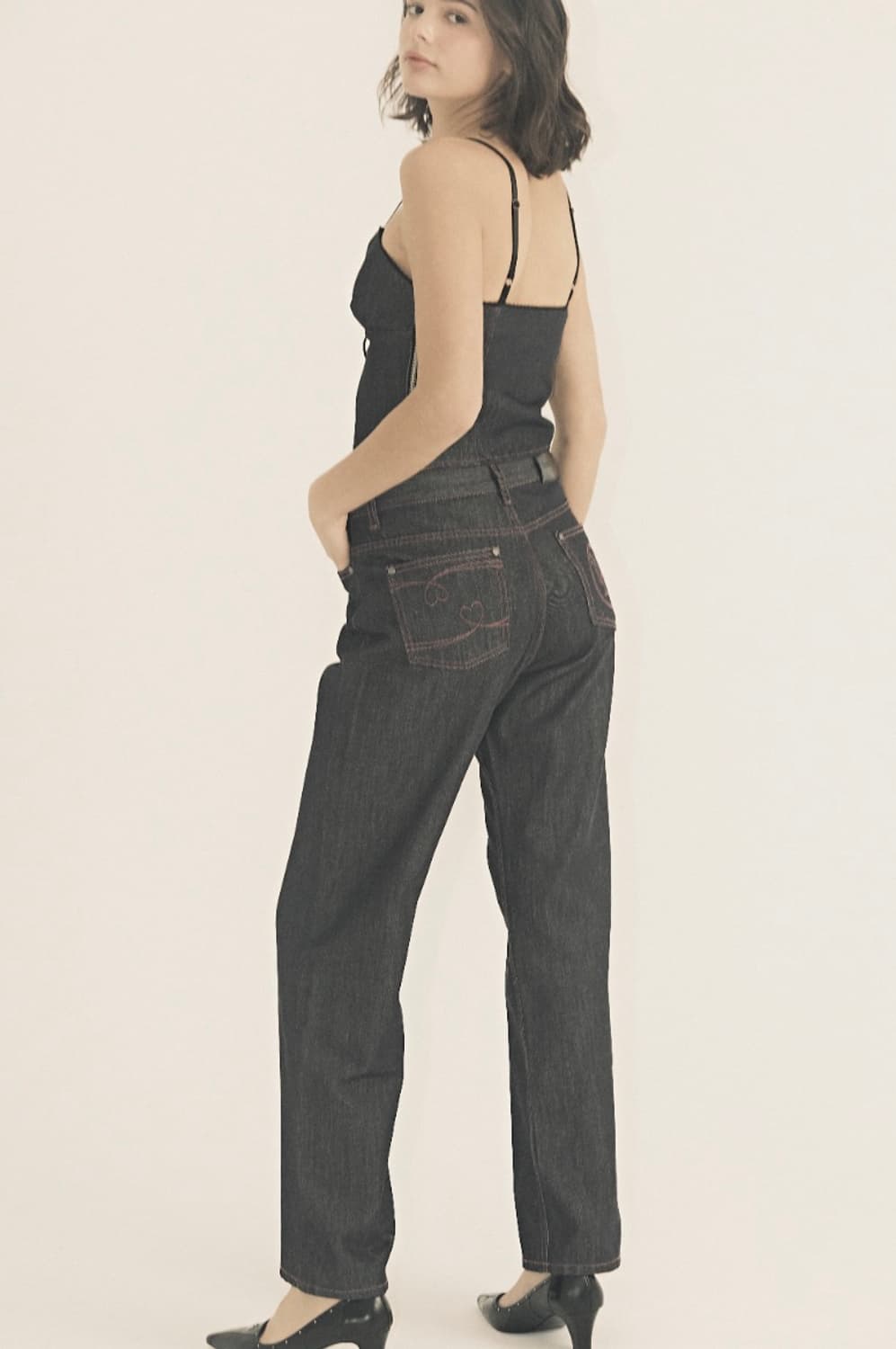 쓰리타임즈 핑크 로우 데님 M 상품이미지2