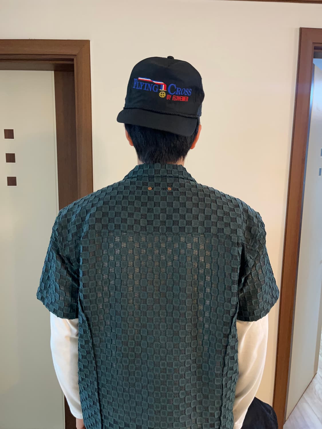 앤더슨벨 쉬어 스퀘어 오픈 칼라 셔츠 그린 상품이미지2