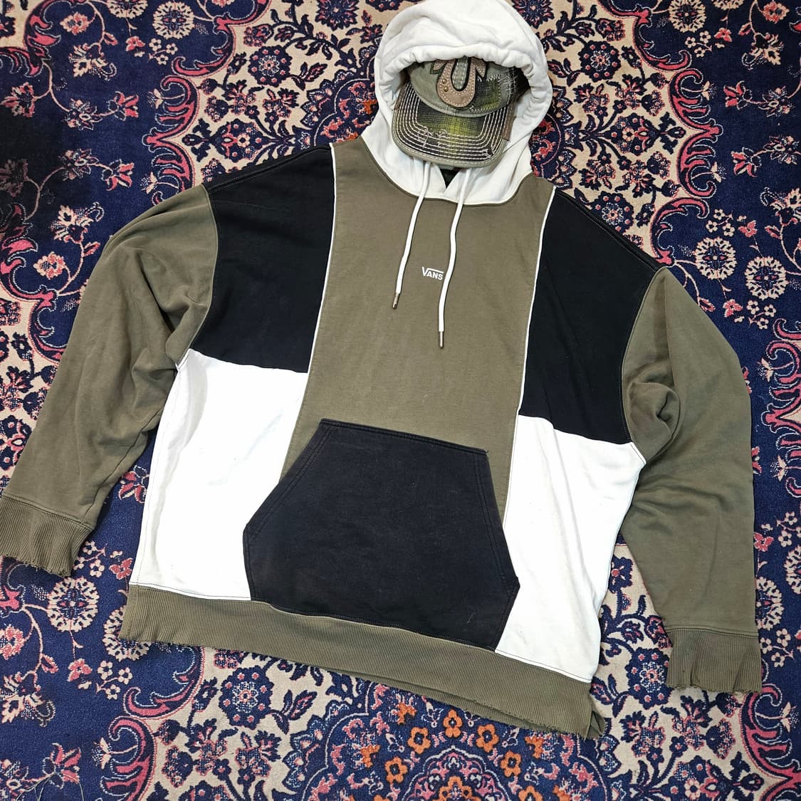 반스(Vans) 빈티지 카키 워시드 멀티컬러 후드 L size 상품이미지1