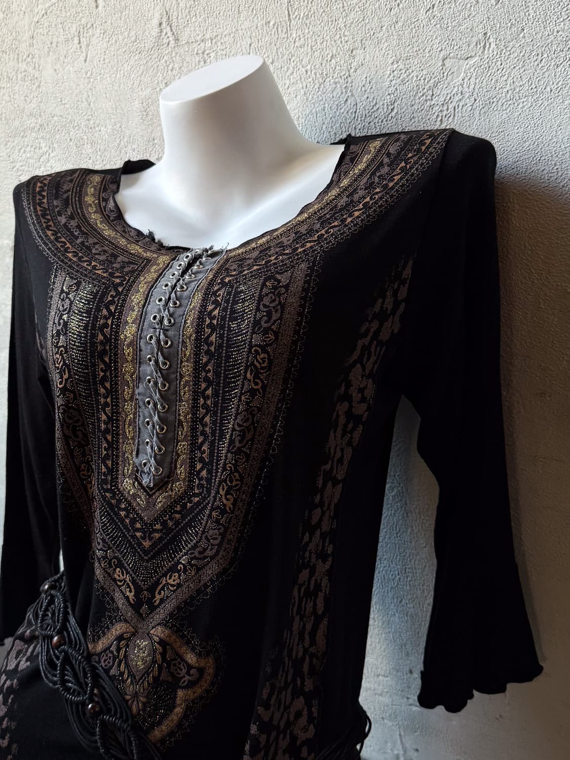 Glitter Embroidered Lace-Up Top 0028 상품이미지4