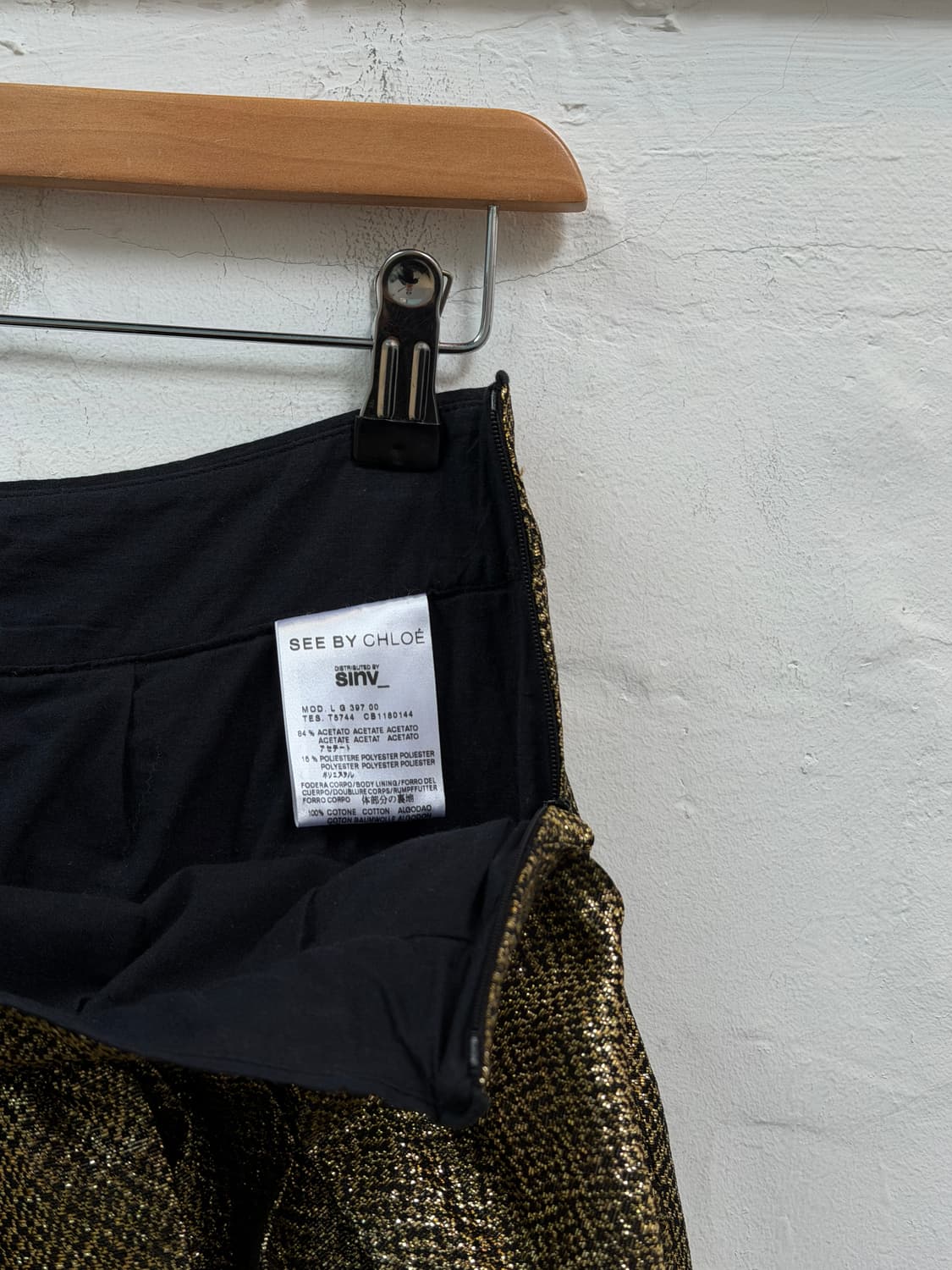 See by Chloe 골드 메탈릭 플리츠 미니 스커트 I38 상품이미지3