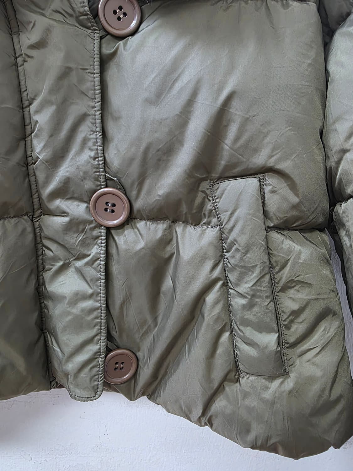 일본빈티지 카키 퍼 카라 숏패딩 상품이미지4