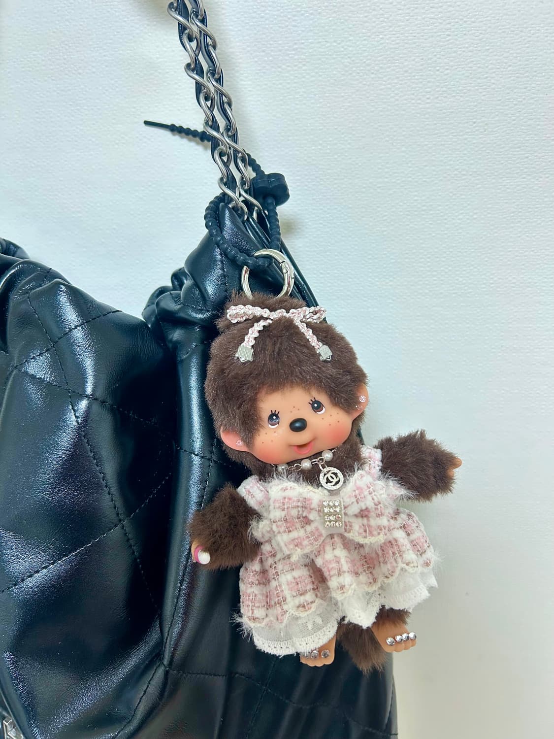 🤍정품 몬치치 커스텀 키링 – 핑크 트위드 에디션 상품이미지5