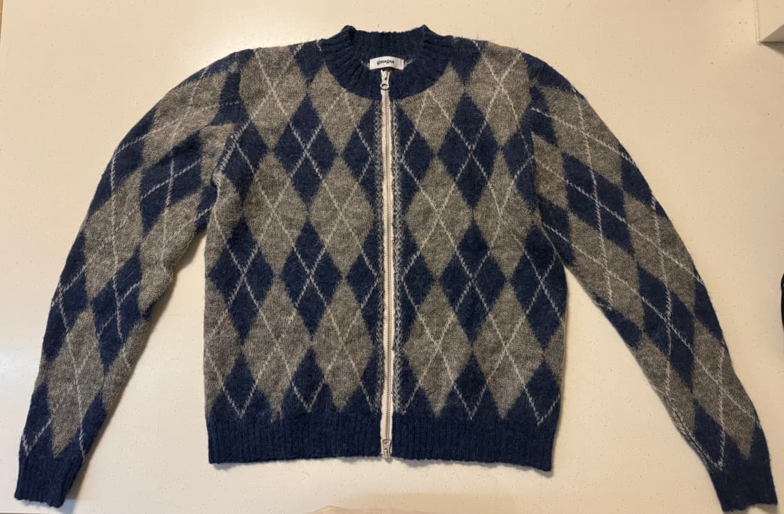 gimaguas 기마구아스 앨리스 아가일 집업 니트 가디건 자켓 XS 상품이미지4