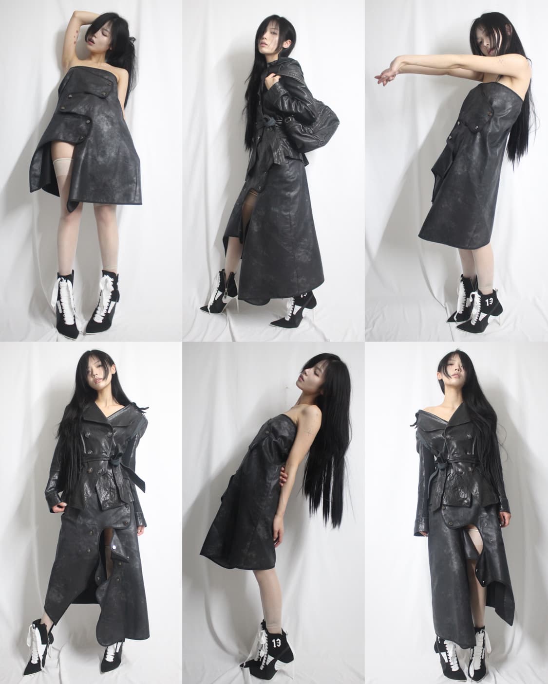 Stone washing block button leather skirt 상품이미지2